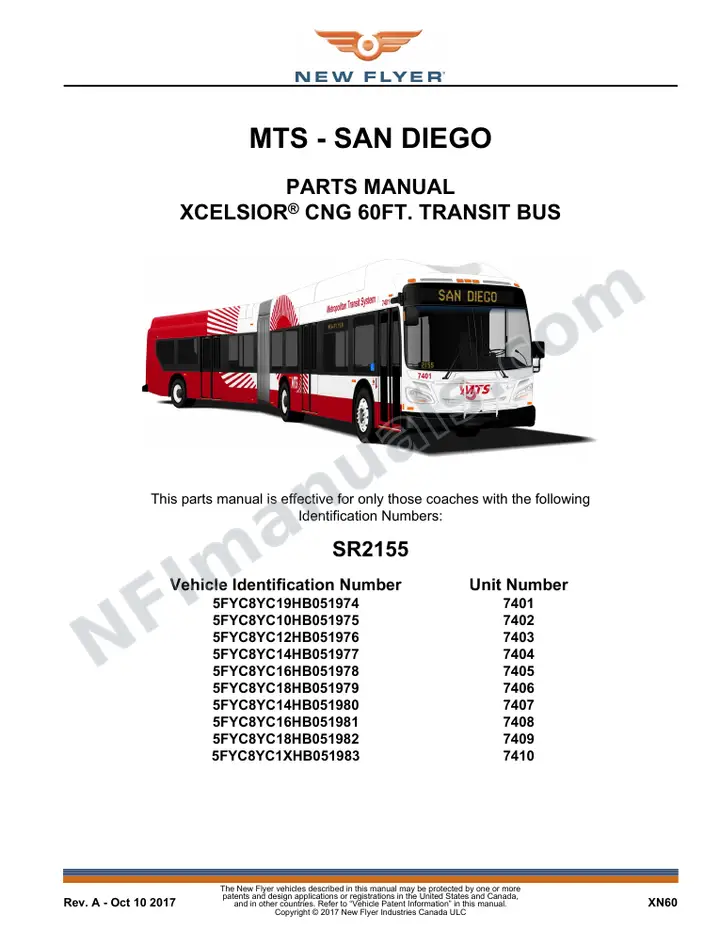 SR2155 Parts Manual, MTS - San Diego first-page preview