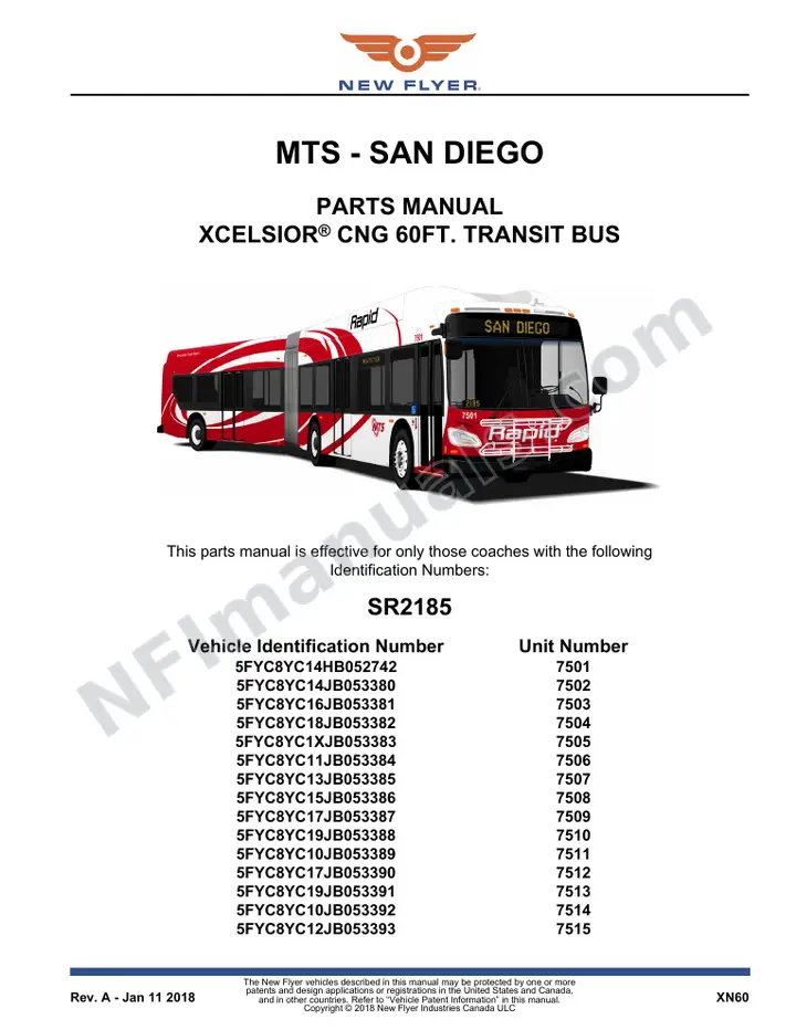 SR2185 Parts Manual, MTS - San Diego first-page preview