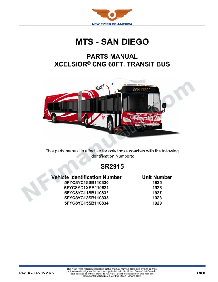SR2915 Parts Manual, MTS - San Diego first-page preview