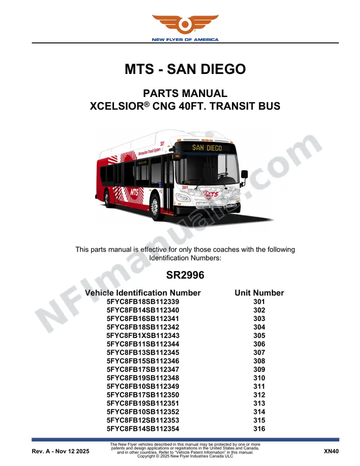 SR2996 Parts Manual, MTS - San Diego first-page preview