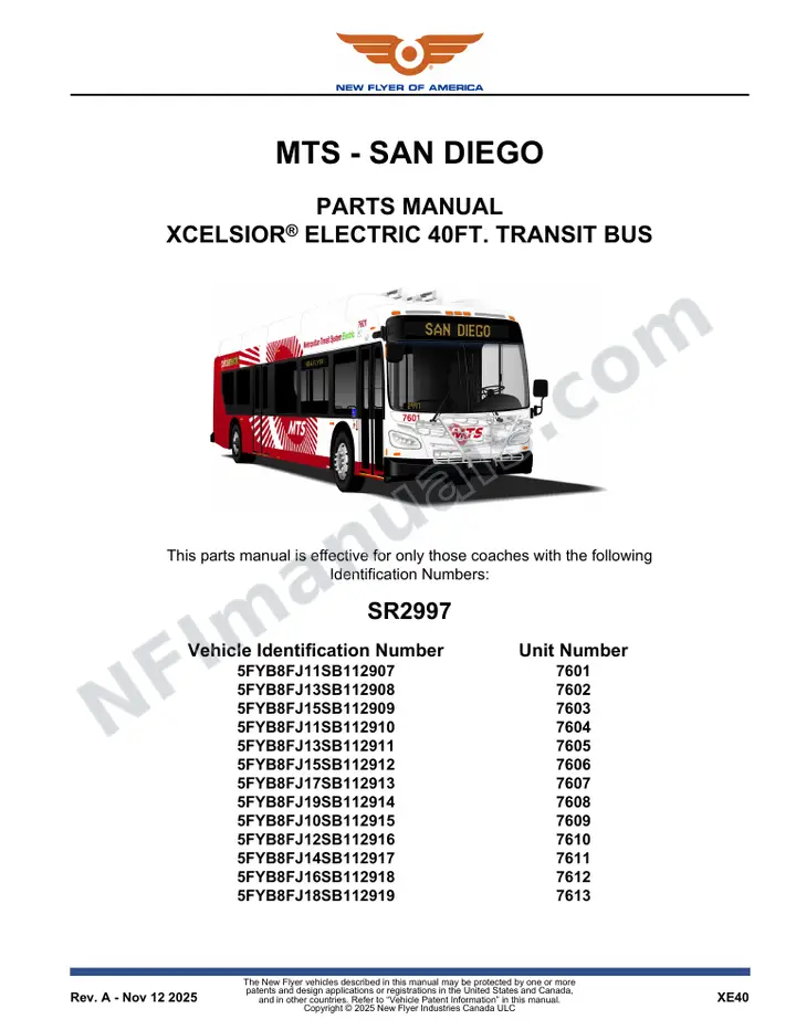 SR2997 Parts Manual, MTS - San Diego first-page preview