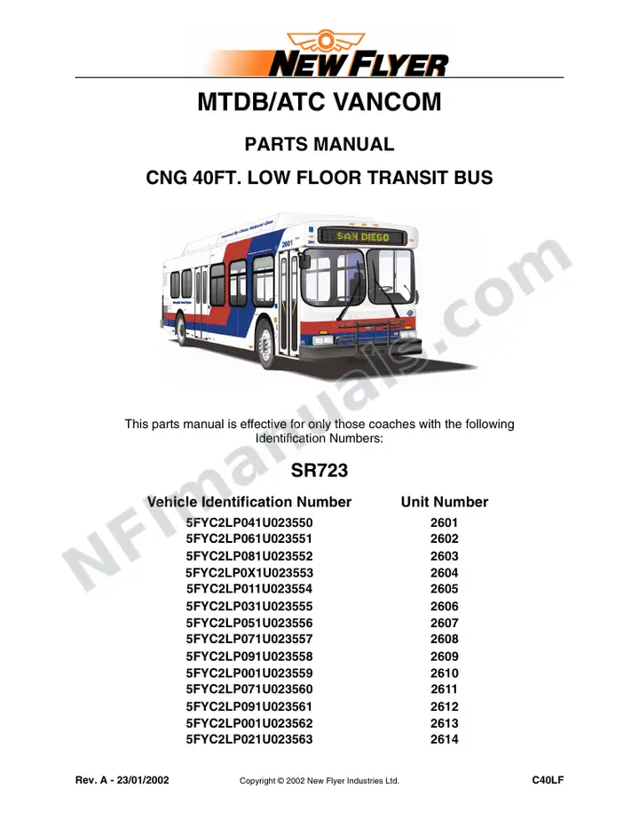 SR723 Parts Manual, MTDB/ATC Vancom first-page preview