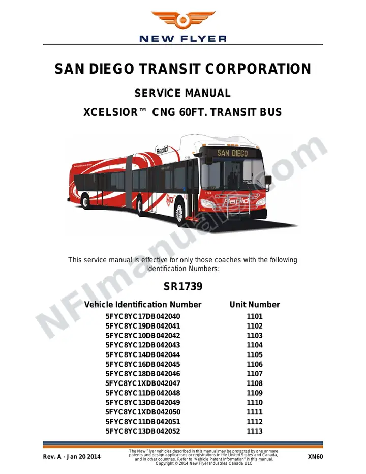 SR1739_1740 Service Manual, San Diego Transit Corporation first-page preview