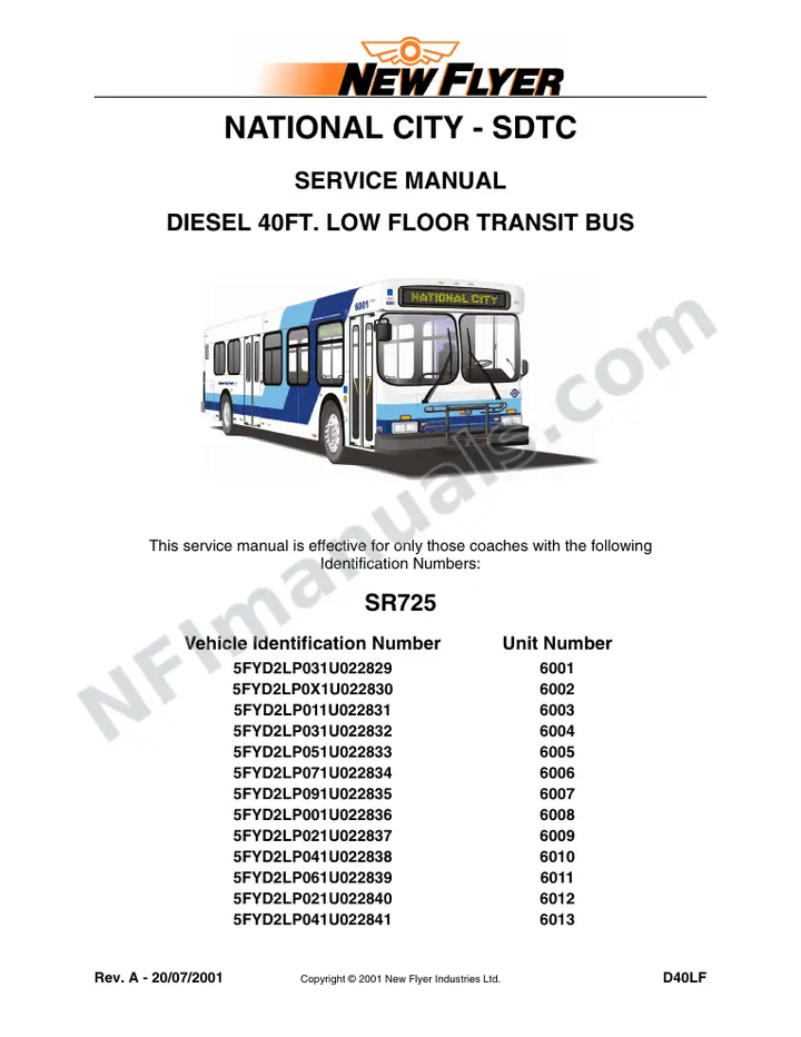 SR725 Service Manual, National City - SDTC first-page preview