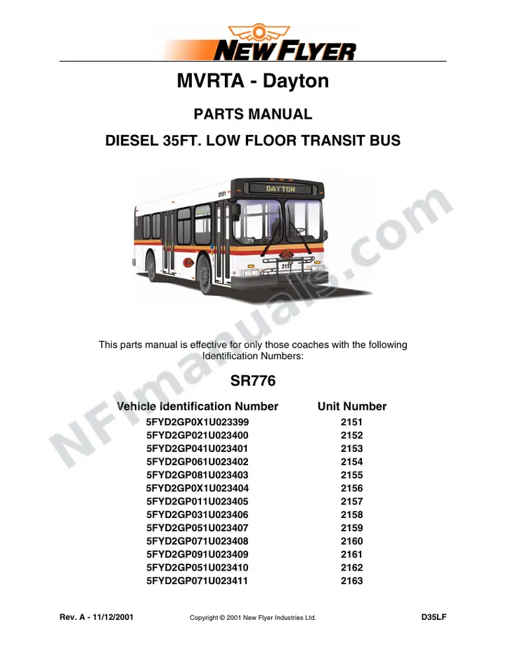SR776 Parts Manual, MVRTA - Dayton first-page preview