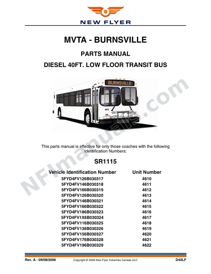 SR1115 Parts Manual, MVTA - Burnsville first-page preview