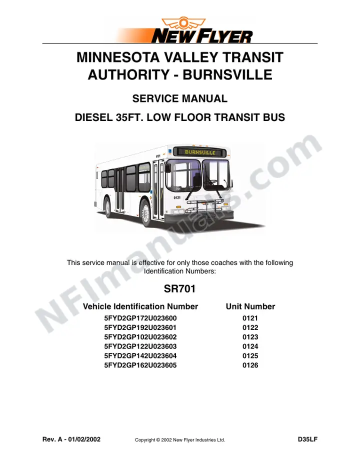 SR701 Service Manual, Minnesota Valley Transit Authority - Burnsville first-page preview