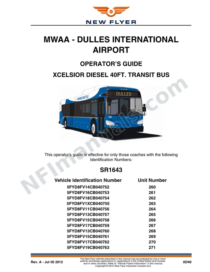 New Flyer XD40 Manual Package - MWAA - Dulles included manual preview