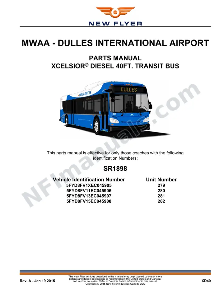 SR1898 Parts Manual, MWAA - Dulles International Airport first-page preview