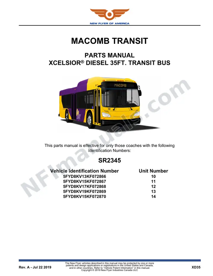 SR2345 Parts Manual, Macomb Transit first-page preview