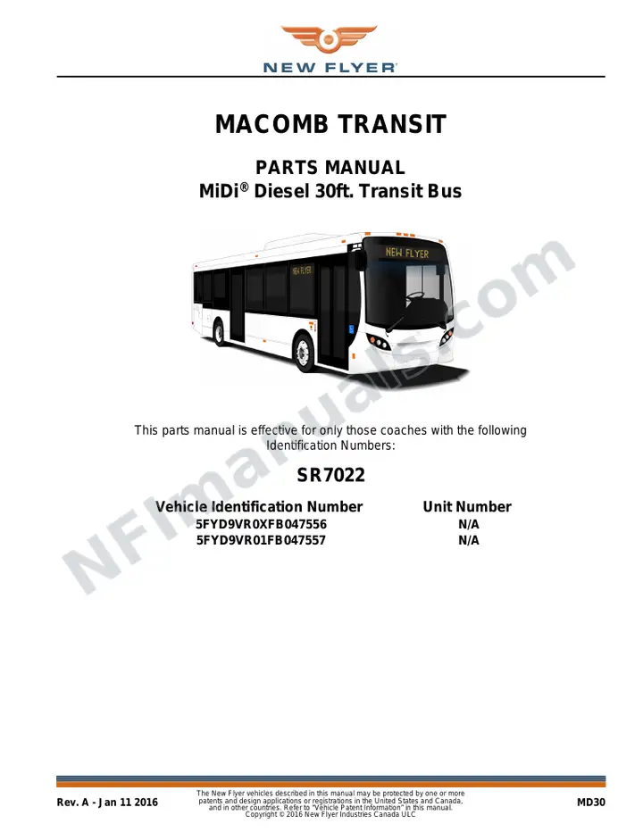 SR7022 Parts Manual, Macomb Transit first-page preview