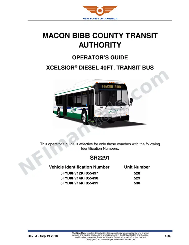 SR2291 Operator's Guide, Macon Bibb County Transit Authority first-page preview