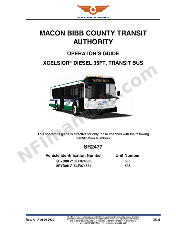 SR2477 Operator's Guide, Macon Bibb County Transit Authority first-page preview