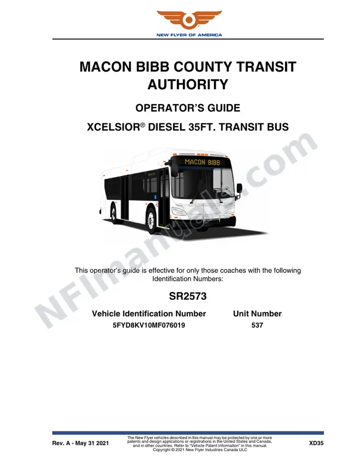 SR2573 Operator's Guide, Macon Bibb County Transit Authority first-page preview