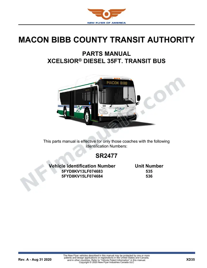 SR2477 Parts Manual, Macon Bibb County Transit Authority first-page preview