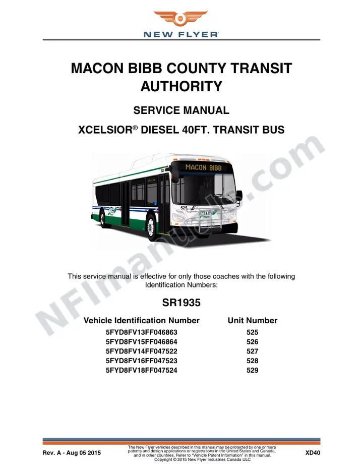 SR1935 Service Manual, Macon Bibb County Transit Authority first-page preview