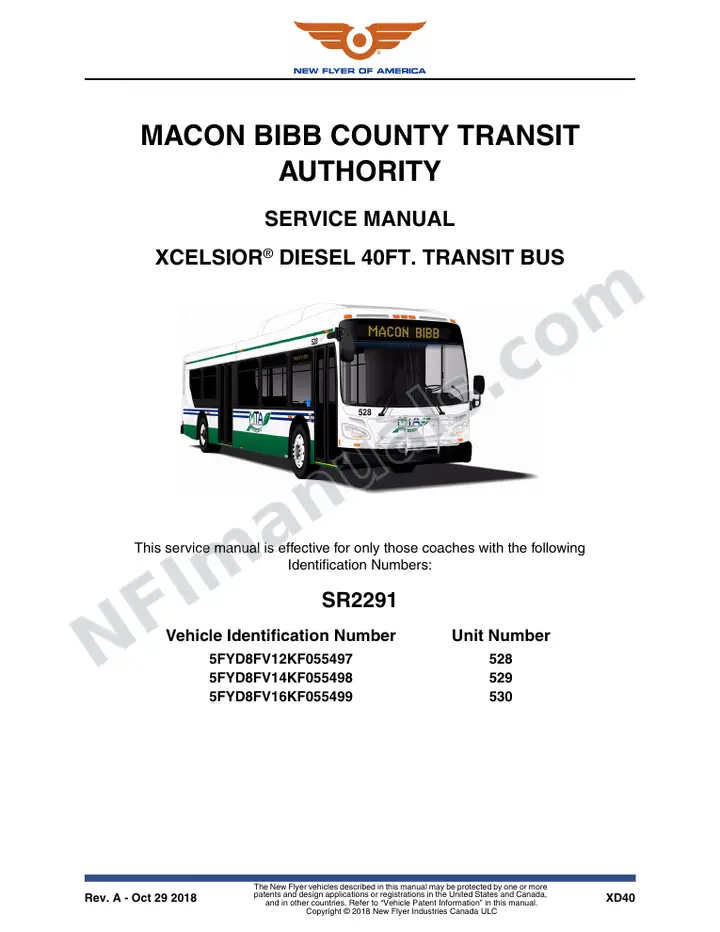 SR2291 Service Manual, Macon Bibb County Transit Authority first-page preview