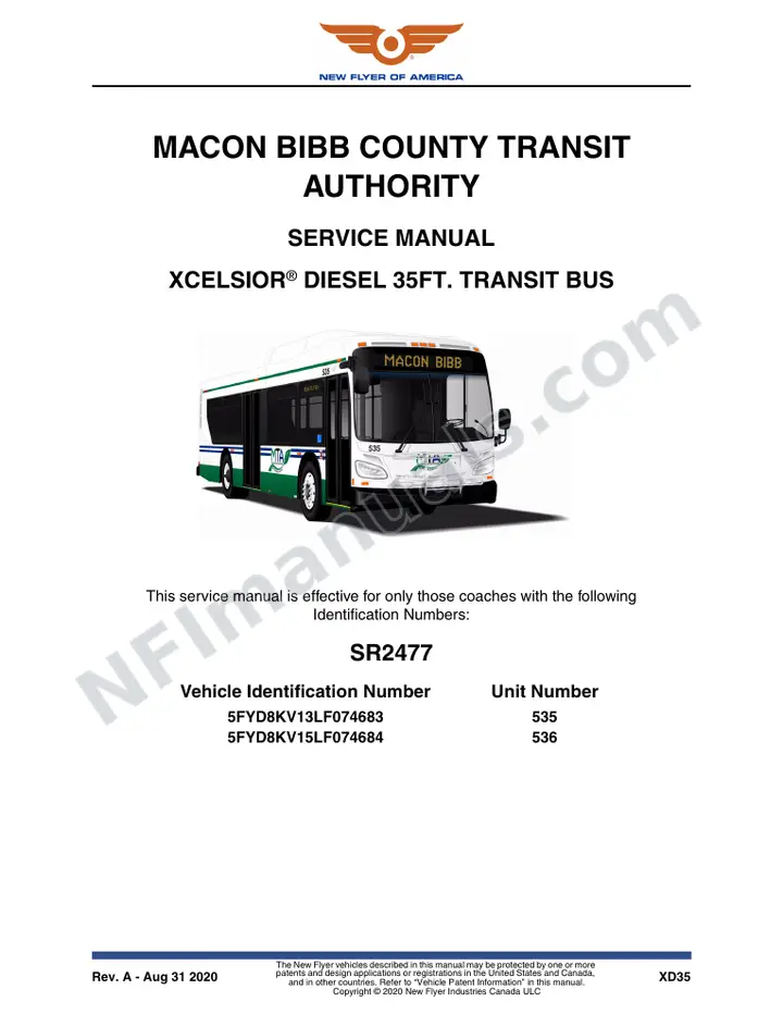 SR2477 Service Manual, Macon Bibb County Transit Authority first-page preview