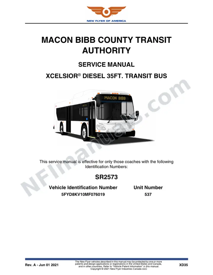 SR2573 Service Manual, Macon Bibb County Transit Authority first-page preview