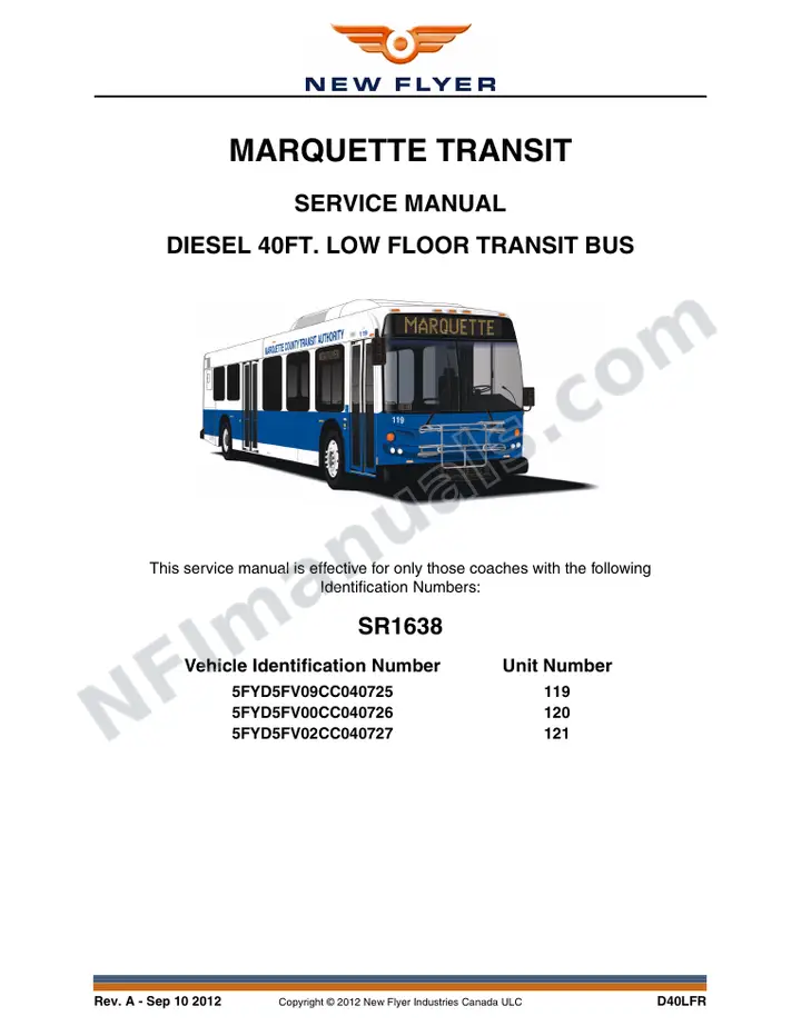 SR1638 Service Manual, Marquette Transit first-page preview