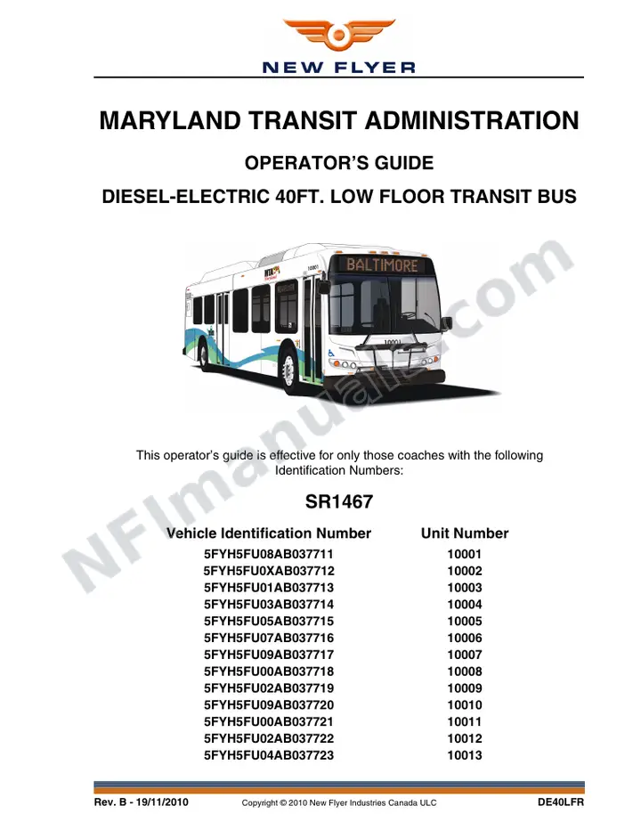 SR1467 Operator's Guide, Maryland Transit Administration first-page preview
