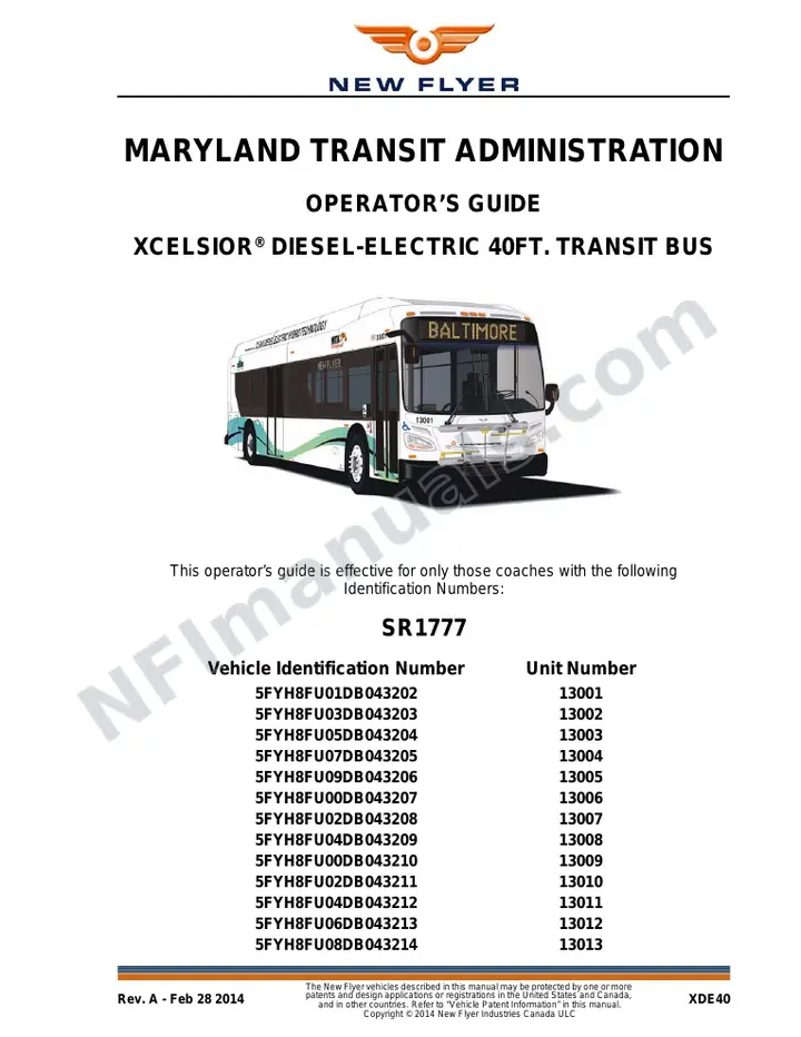 SR1777 Operator's Guide, Maryland Transit Administration first-page preview