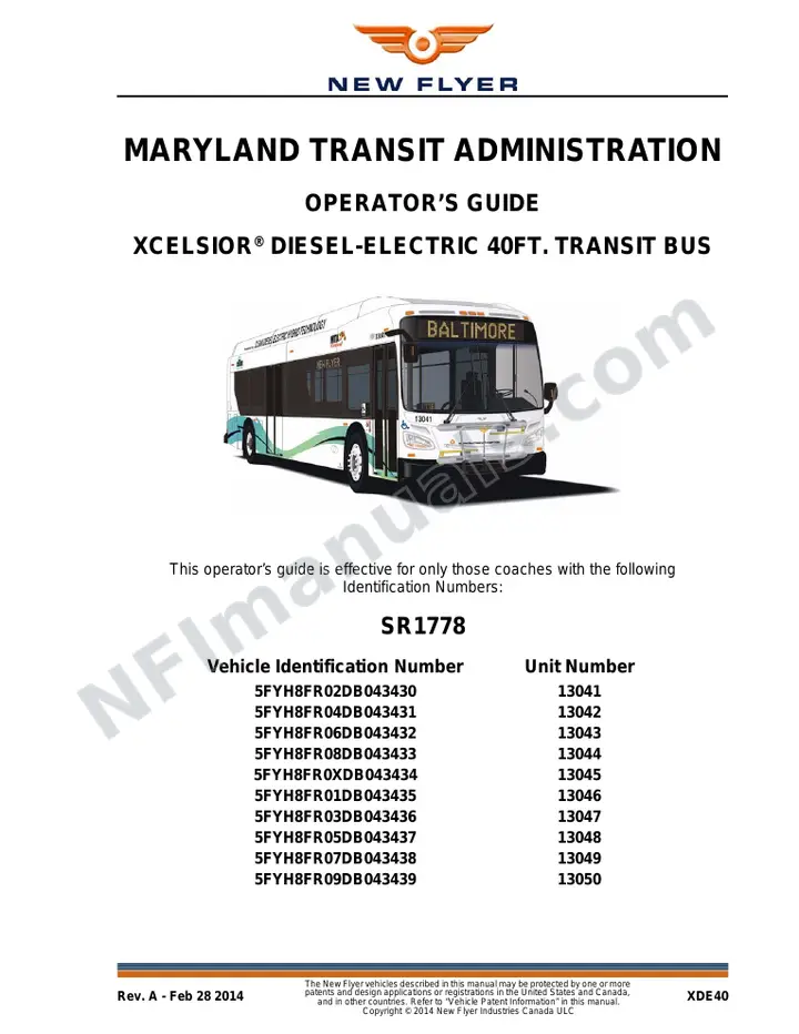 SR1778 Operator's Guide, Maryland Transit Administration first-page preview