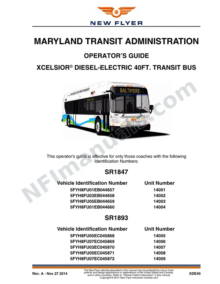 SR1847/1893 Operator's Guide, Maryland Transit Administration first-page preview