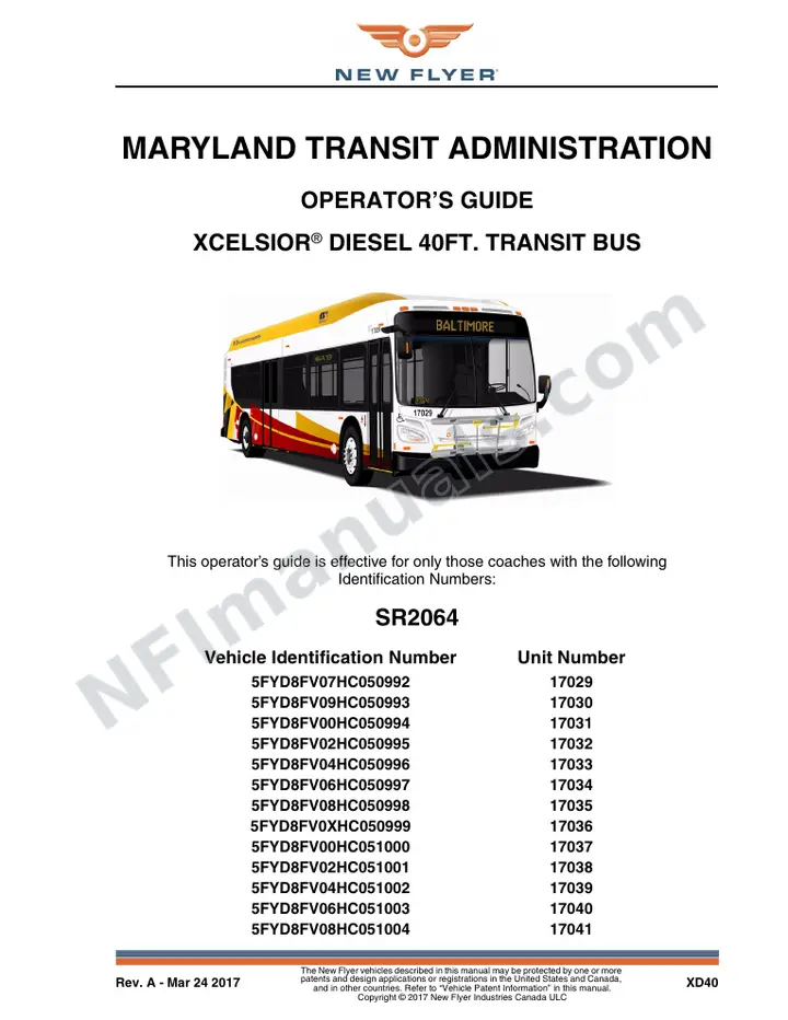 SR2064 Operator's Guide, Maryland Transit Administration first-page preview