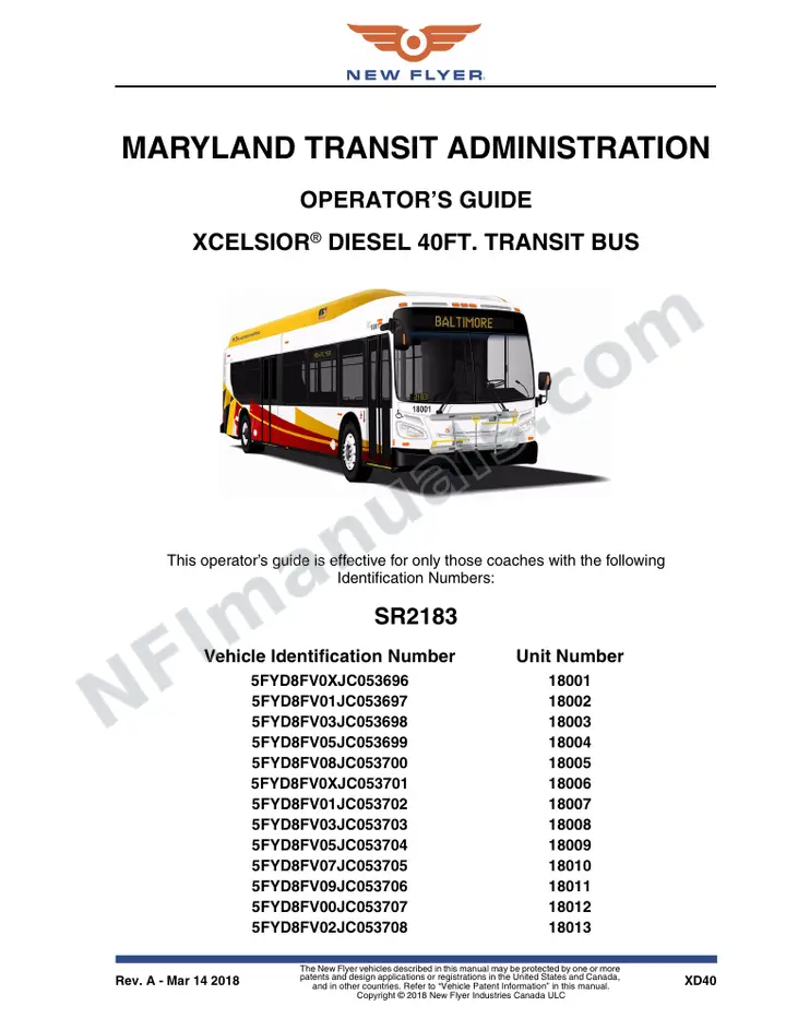 SR2183 Operator's Guide, Maryland Transit Administration first-page preview