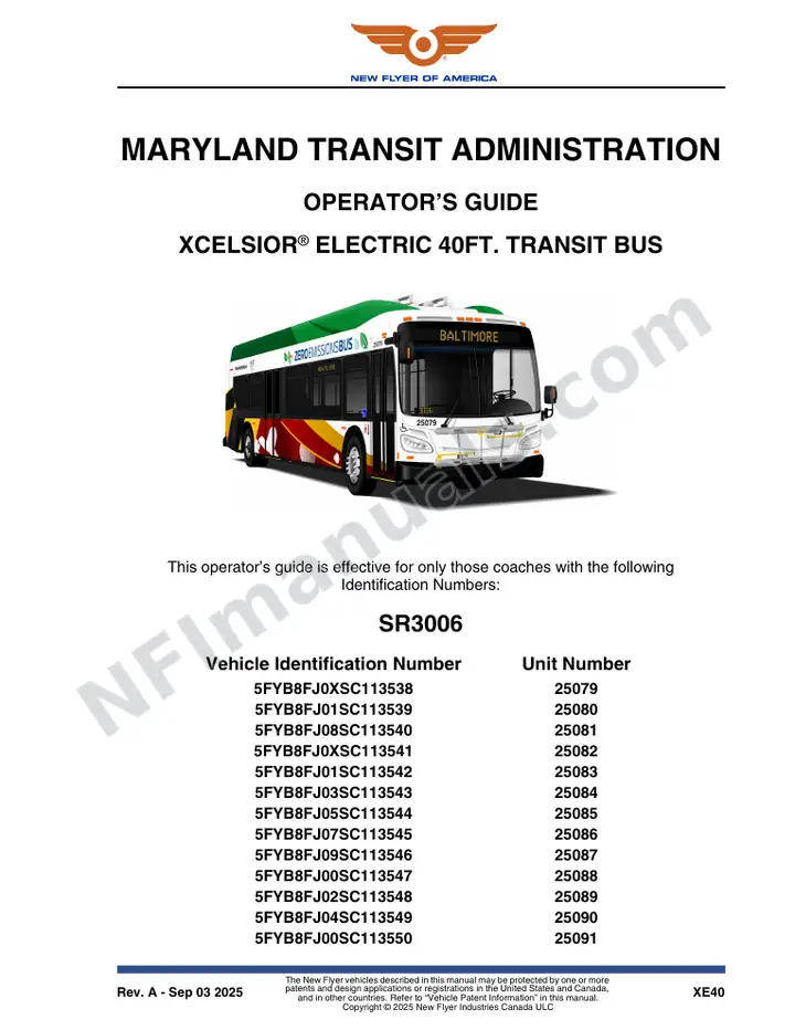 SR3006 Operator's Guide, Maryland Transit Administration first-page preview