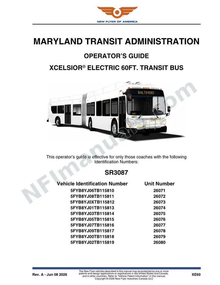 SR3087 Operator's Guide, Maryland Transit Administration first-page preview