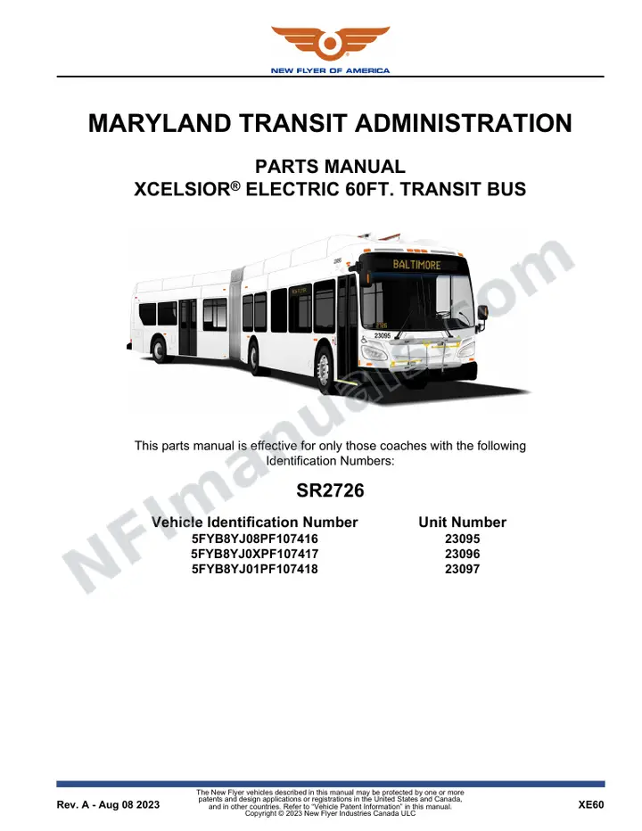 SR2726 Parts Manual, Maryland Transit Administration first-page preview