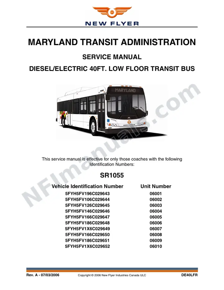 SR1055 Service Manual, Maryland Transit Administration first-page preview