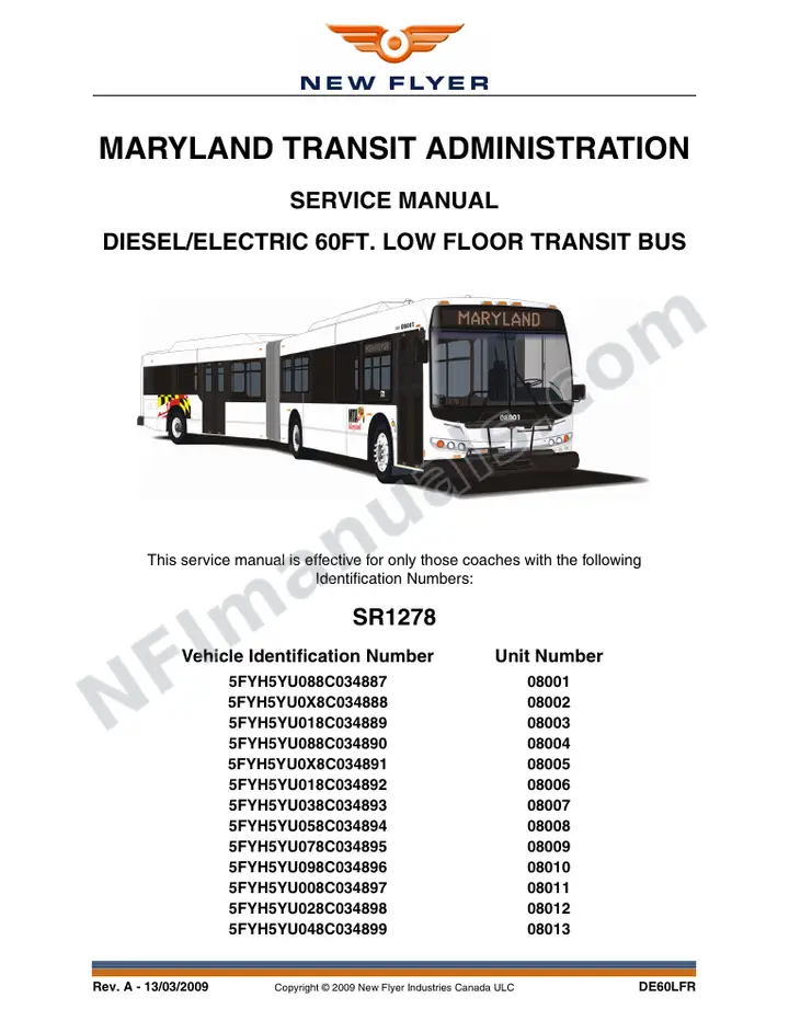 SR1278 Service Manual, Maryland Transit Administration first-page preview