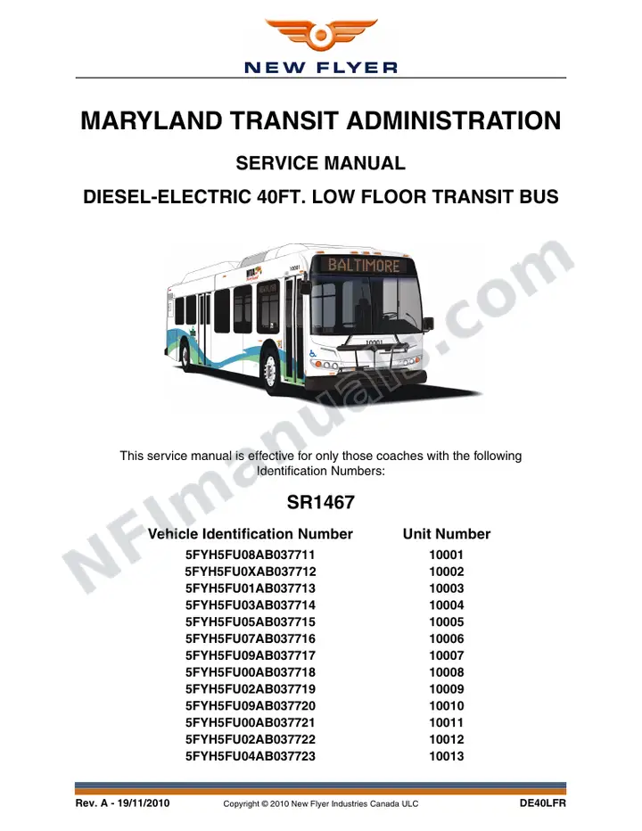 SR1467 Service Manual, Maryland Transit Administration first-page preview