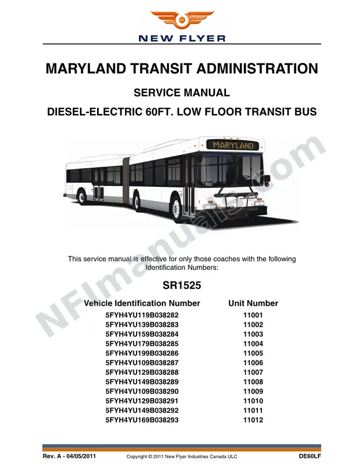 SR1525 Service Manual, Maryland Transit Administration first-page preview