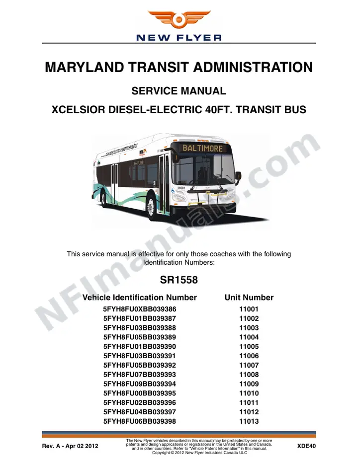 SR1558 Service Manual, Maryland Transit Administration first-page preview