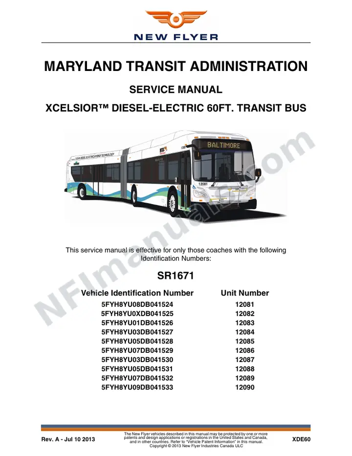 SR1671 Service Manual, Maryland Transit Administration first-page preview