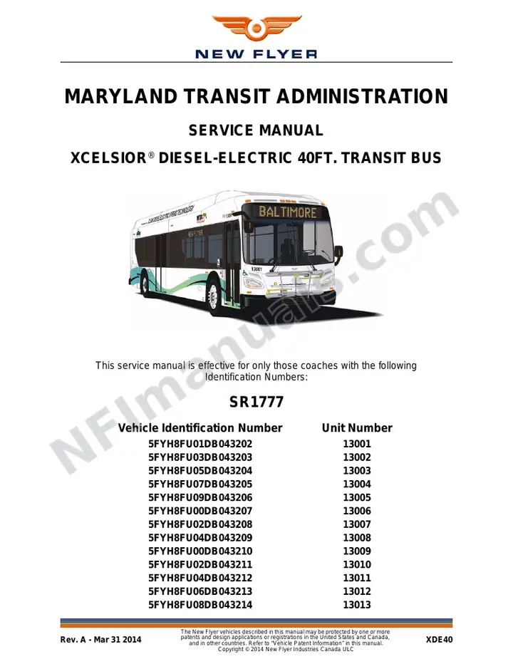 SR1777 Service Manual, Maryland Transit Administration first-page preview