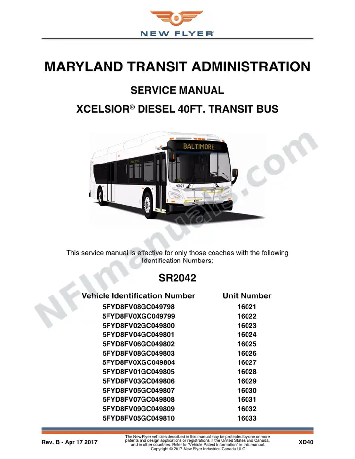 SR2042 Service Manual, Maryland Transit Administration first-page preview