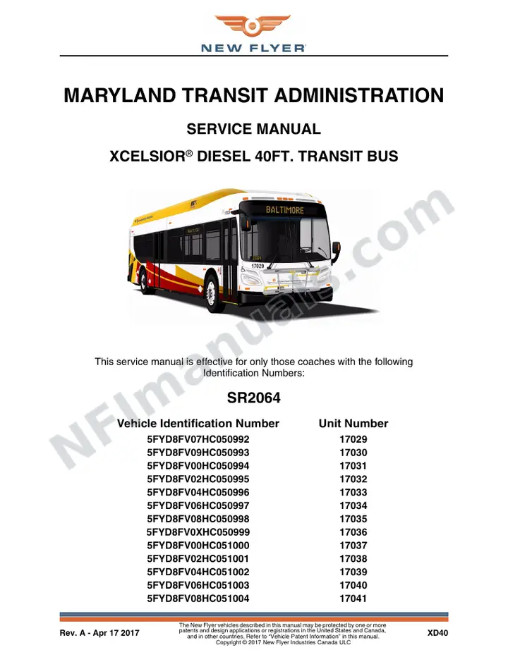 SR2064 Service Manual, Maryland Transit Administration first-page preview