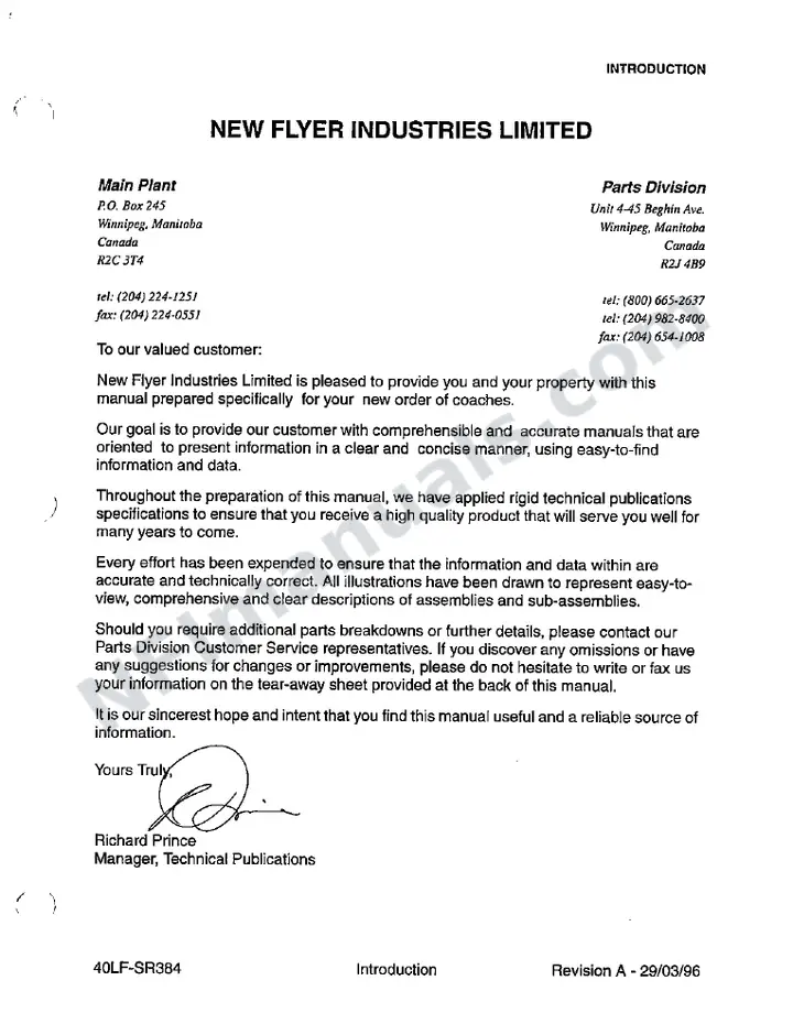 SR384 Parts Manual, Flint Transit first-page preview