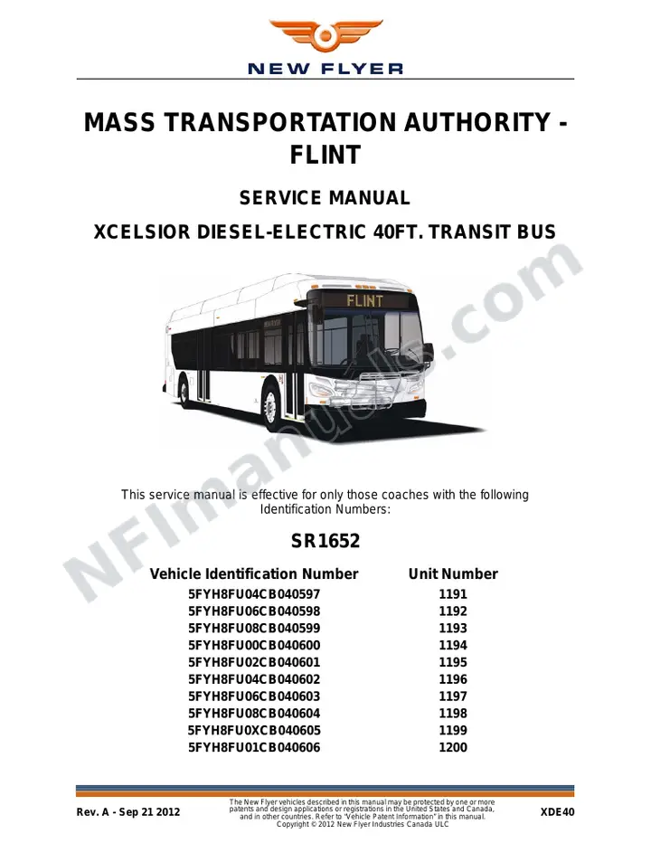 SR1652 Service Manual, Mass Transportation Authority - Flint first-page preview