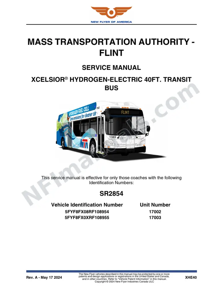 SR2854 Service Manual, MASS TRANSPORTATION AUTHORITY - FLINT first-page preview
