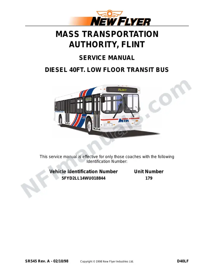 SR545 Service Manual, Mass Transportation Authority, Flint first-page preview
