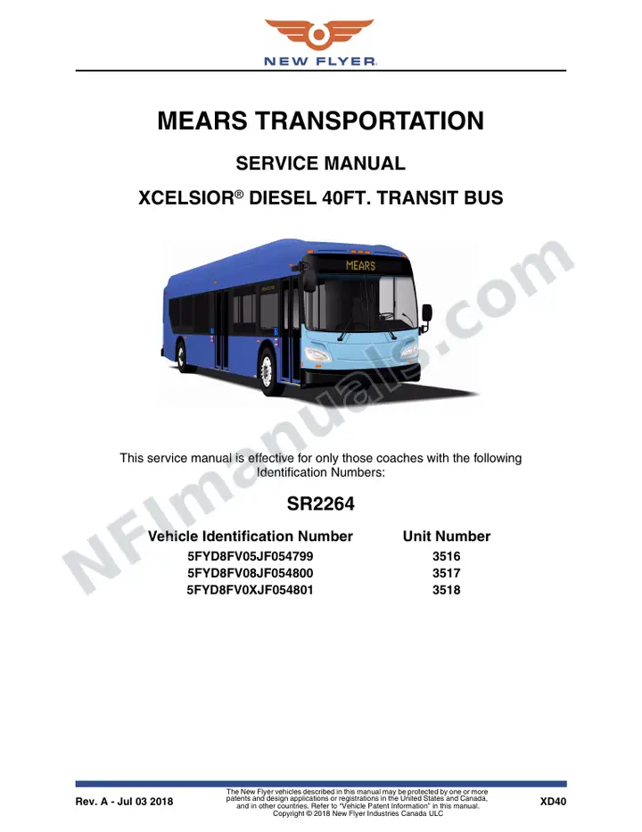 SR2264 Service Manual, Mears Transportation first-page preview