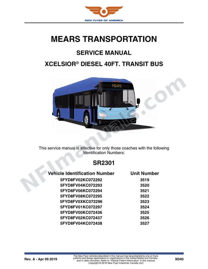SR2301 Service Manual, Mears Transportation first-page preview