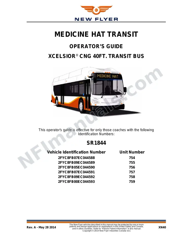 New Flyer XN40 Manual Package - Medicine Hat Transit included manual preview
