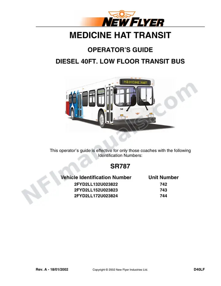 SR787 Operator's Guide, Medicine Hat Transit first-page preview